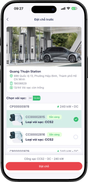 Đặt chổ trước tại trạm sạc
