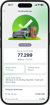 Kiểm tra thông tin phiên sạc và nhận hóa đơn.